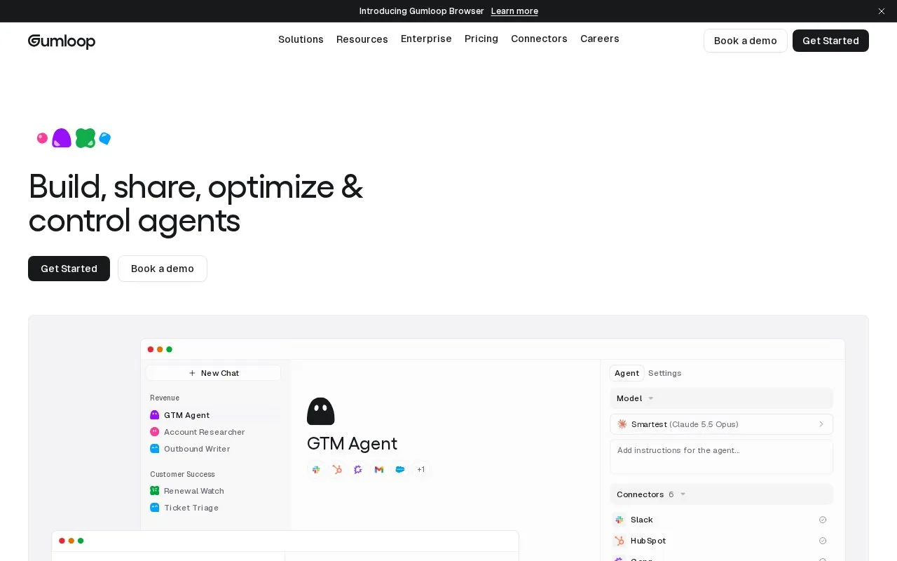 Screenshot of the Gumloop homepage