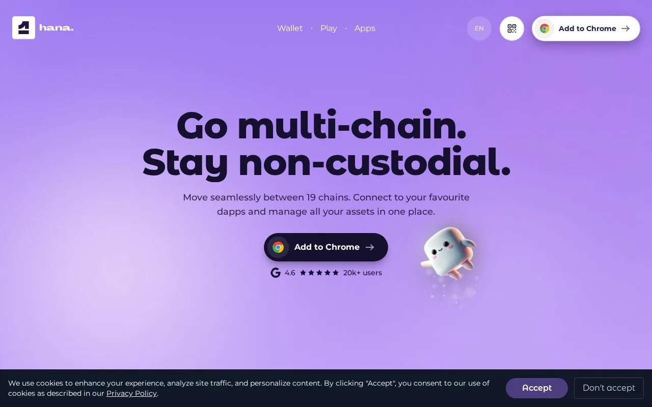 Screenshot of the Hana Wallet homepage