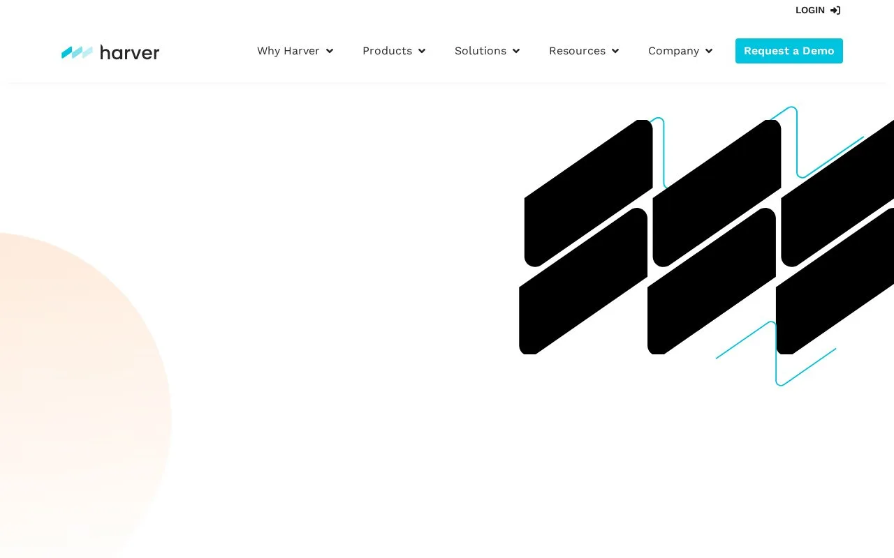 Screenshot of the Harver homepage
