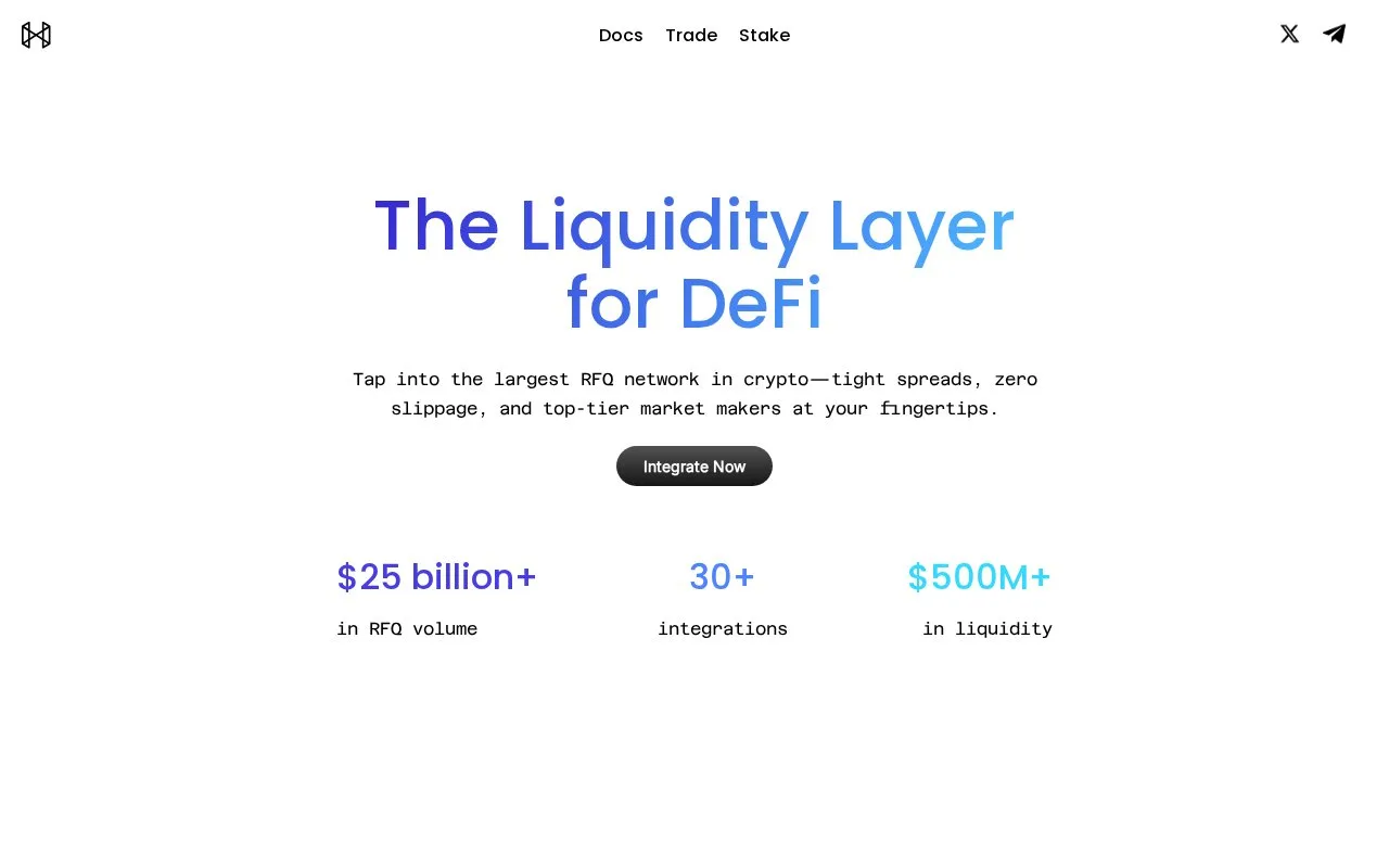 Screenshot of the Hashflow homepage