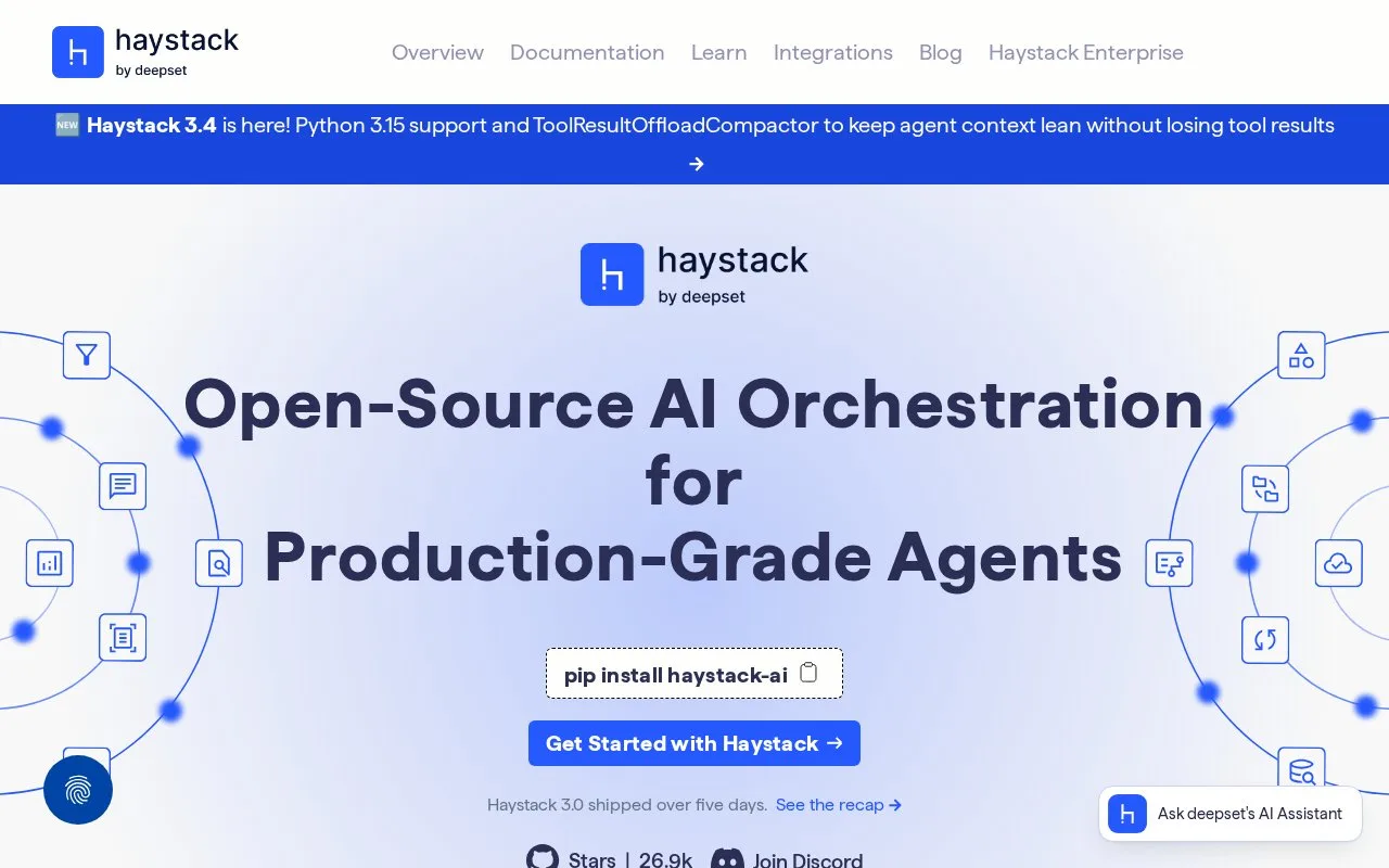 Screenshot of the Haystack homepage