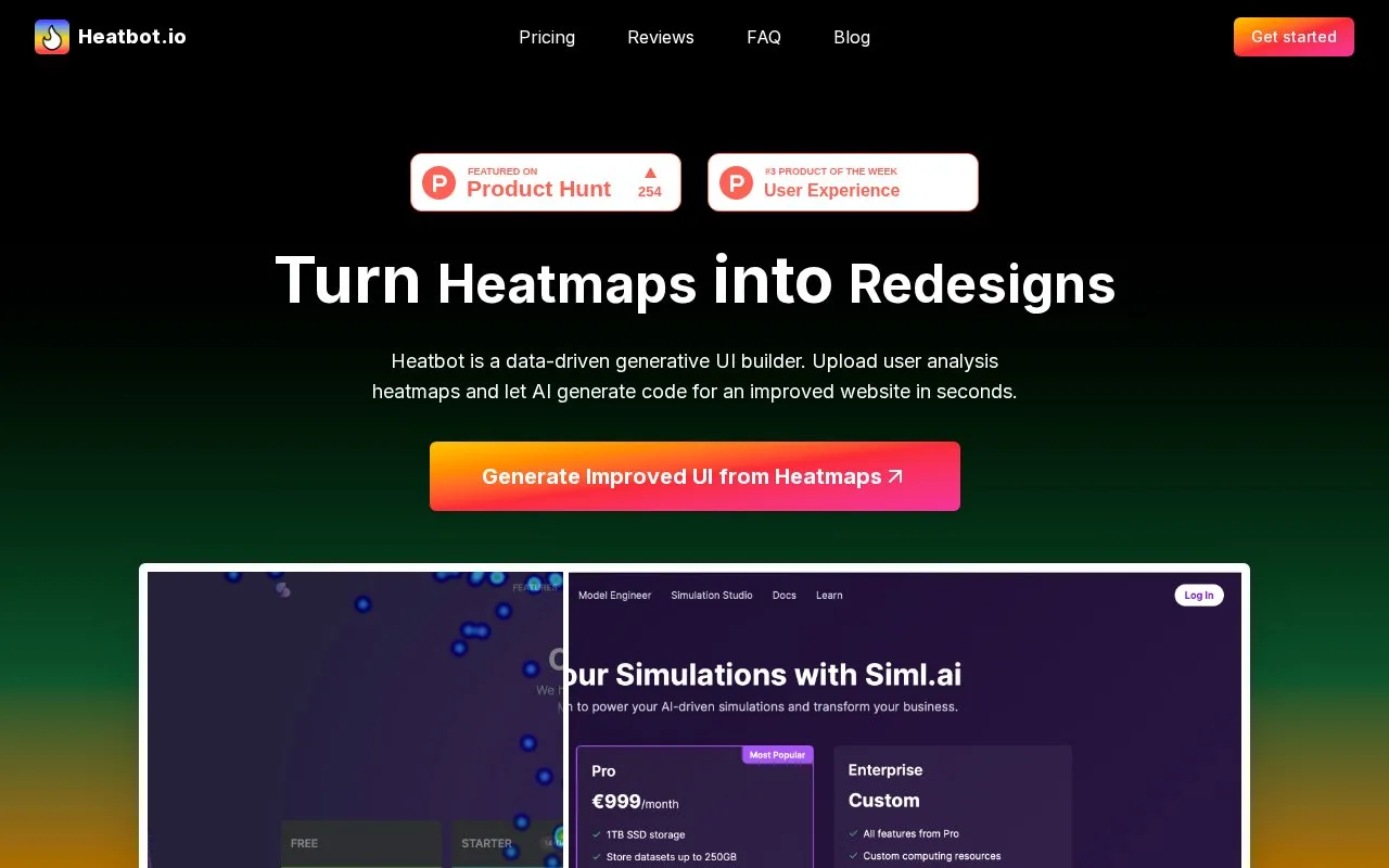 Screenshot of the Heatbot.io homepage