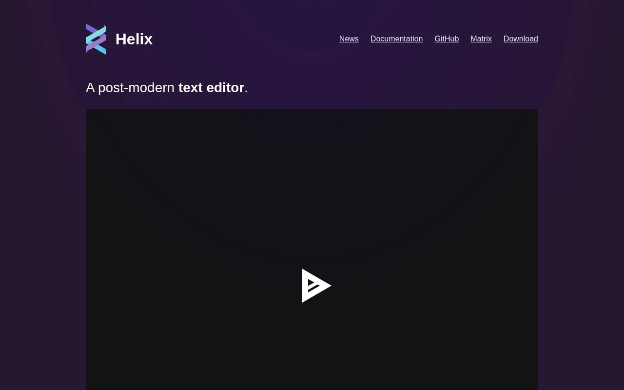 Screenshot of the Helix homepage