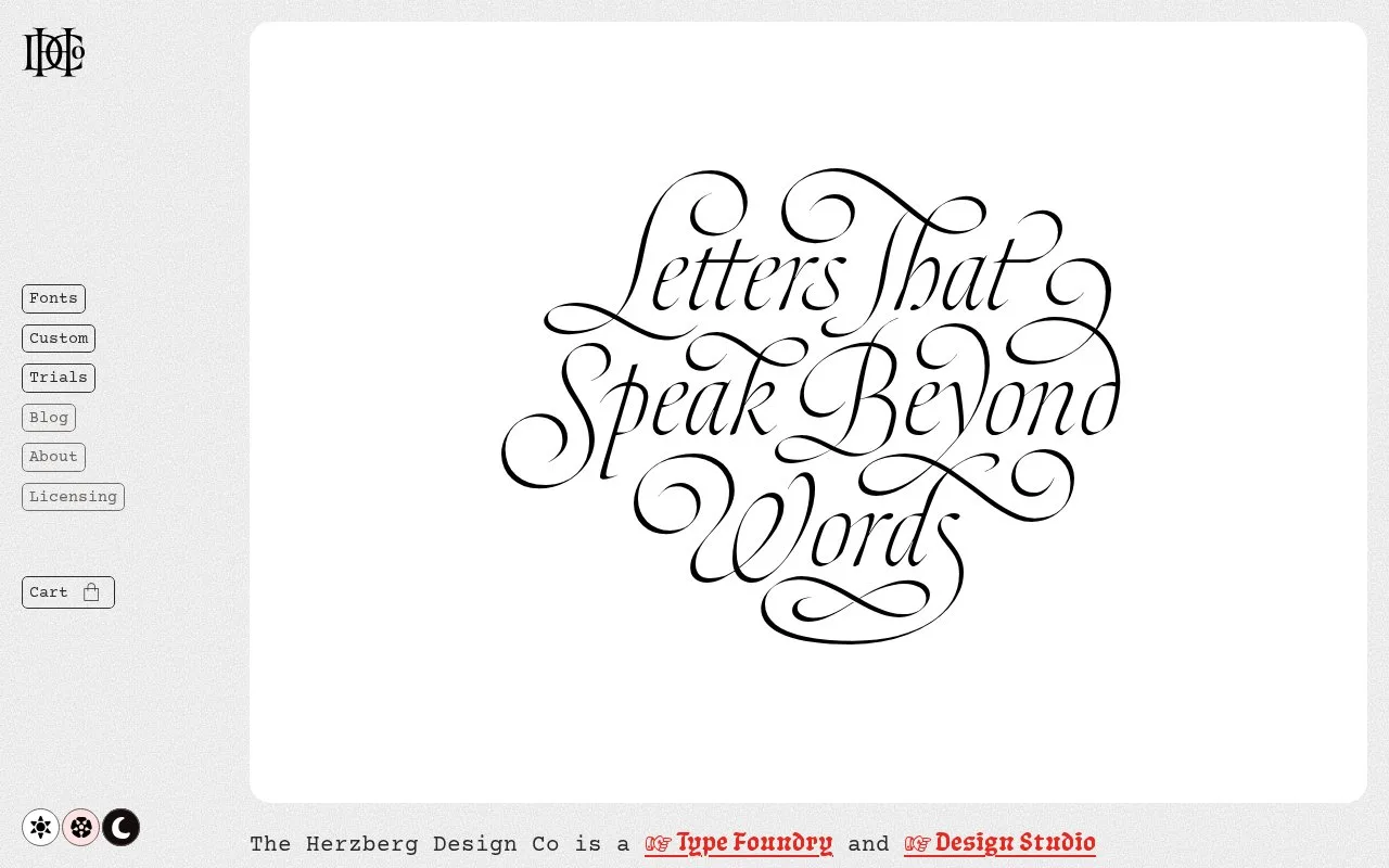 Screenshot of the Herzberg Design Co homepage