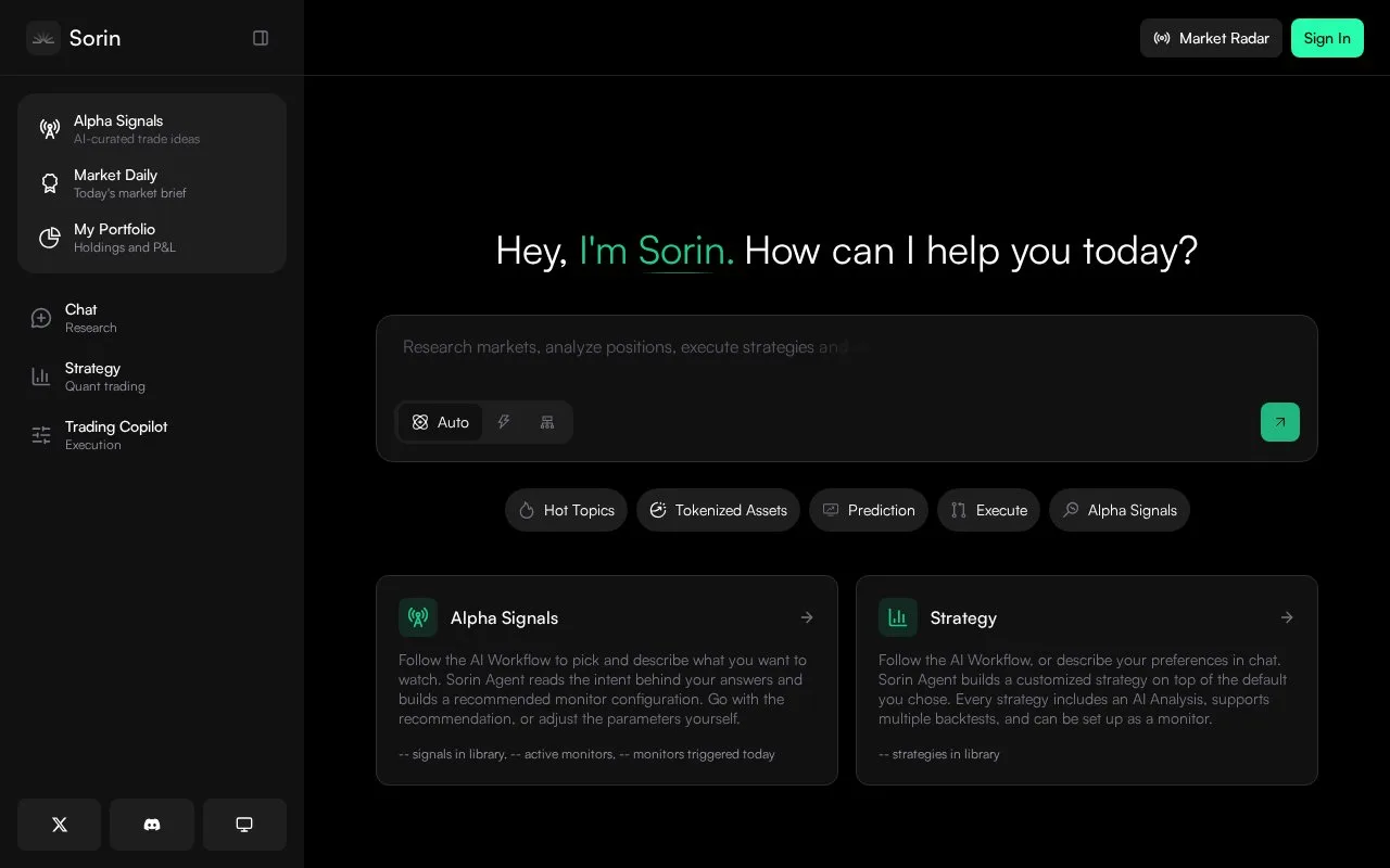Screenshot of the Sorin homepage