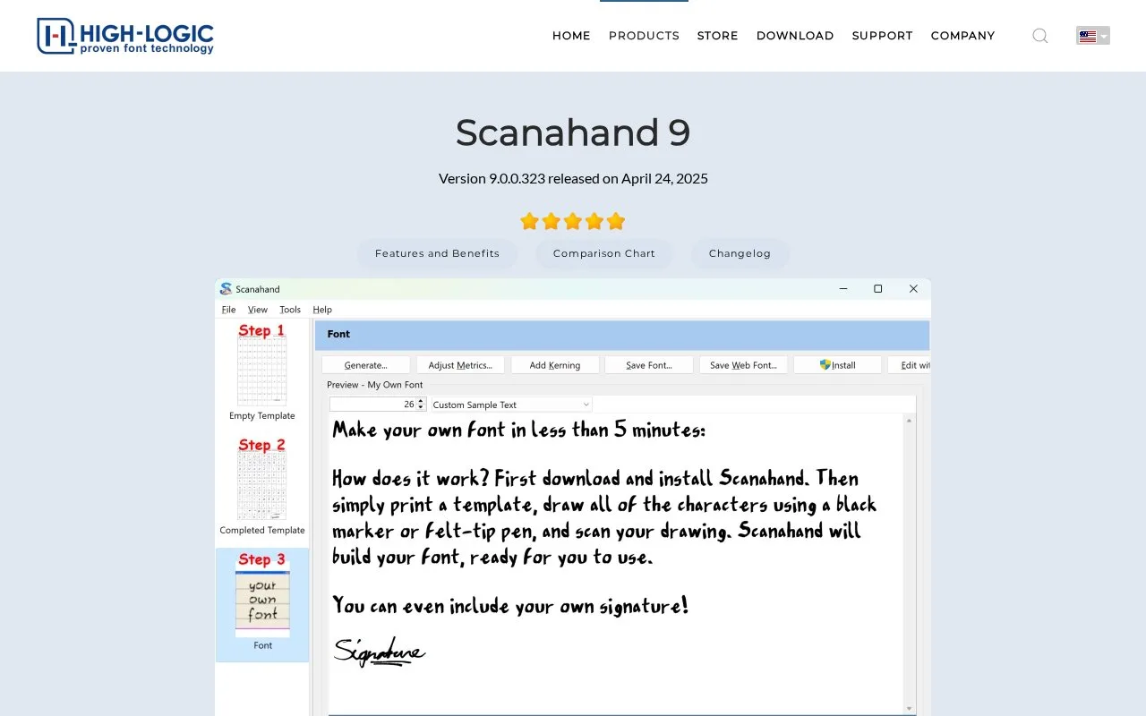 Screenshot of the Scanahand homepage