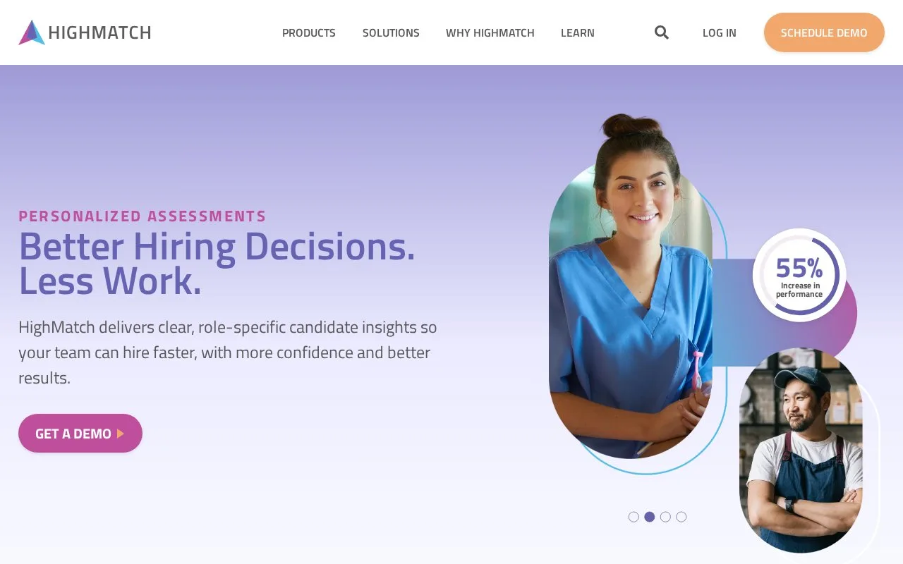 Screenshot of the HighMatch homepage