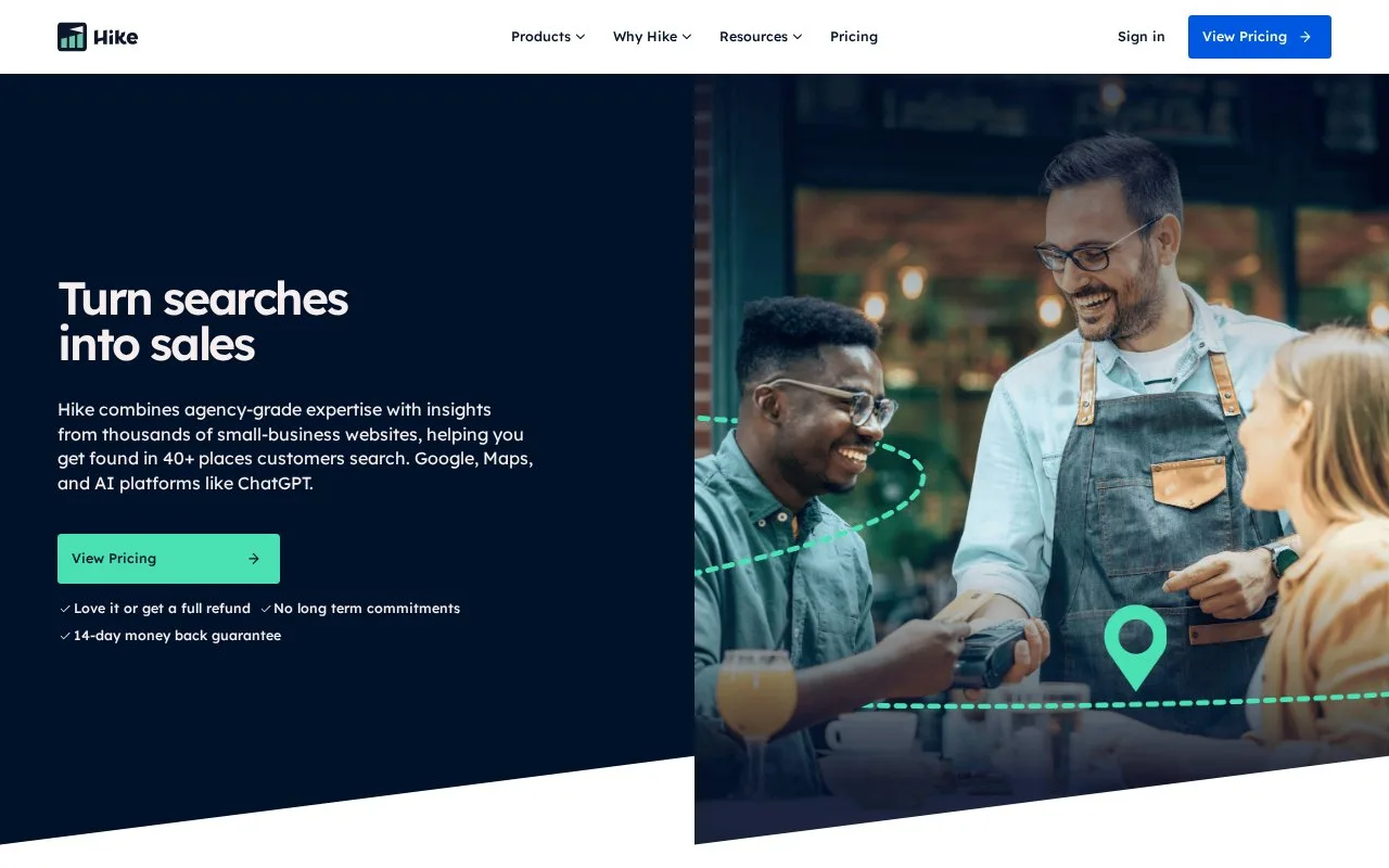 Screenshot of the Hike SEO homepage