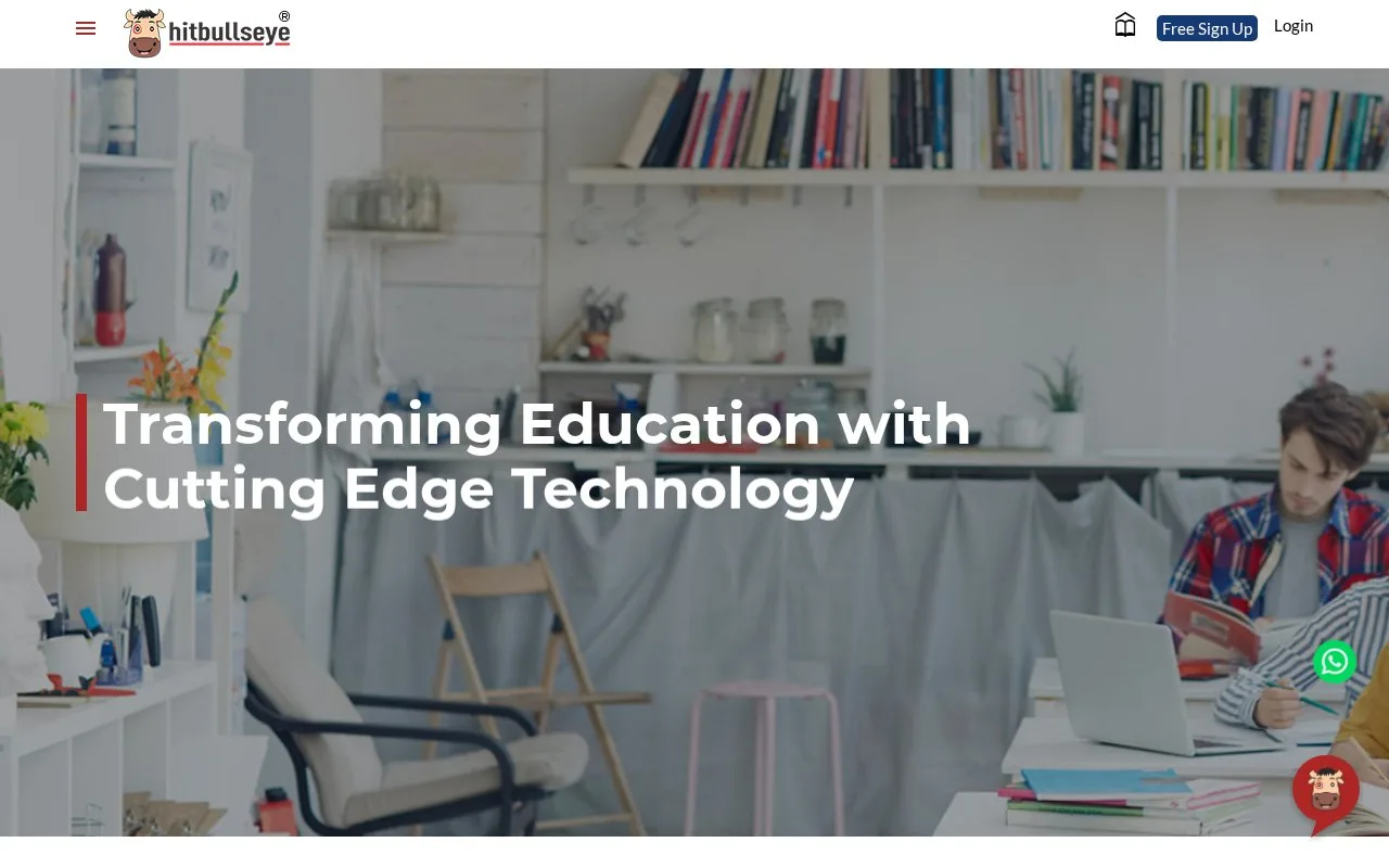 Screenshot of the Hitbullseye homepage