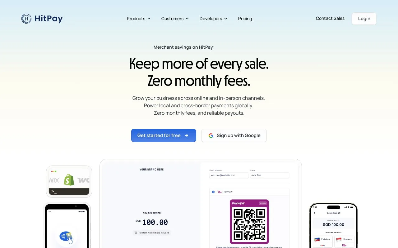 Screenshot of the HitPay homepage