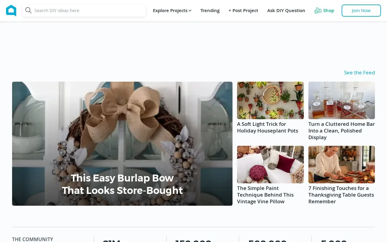 Screenshot of the Hometalk homepage