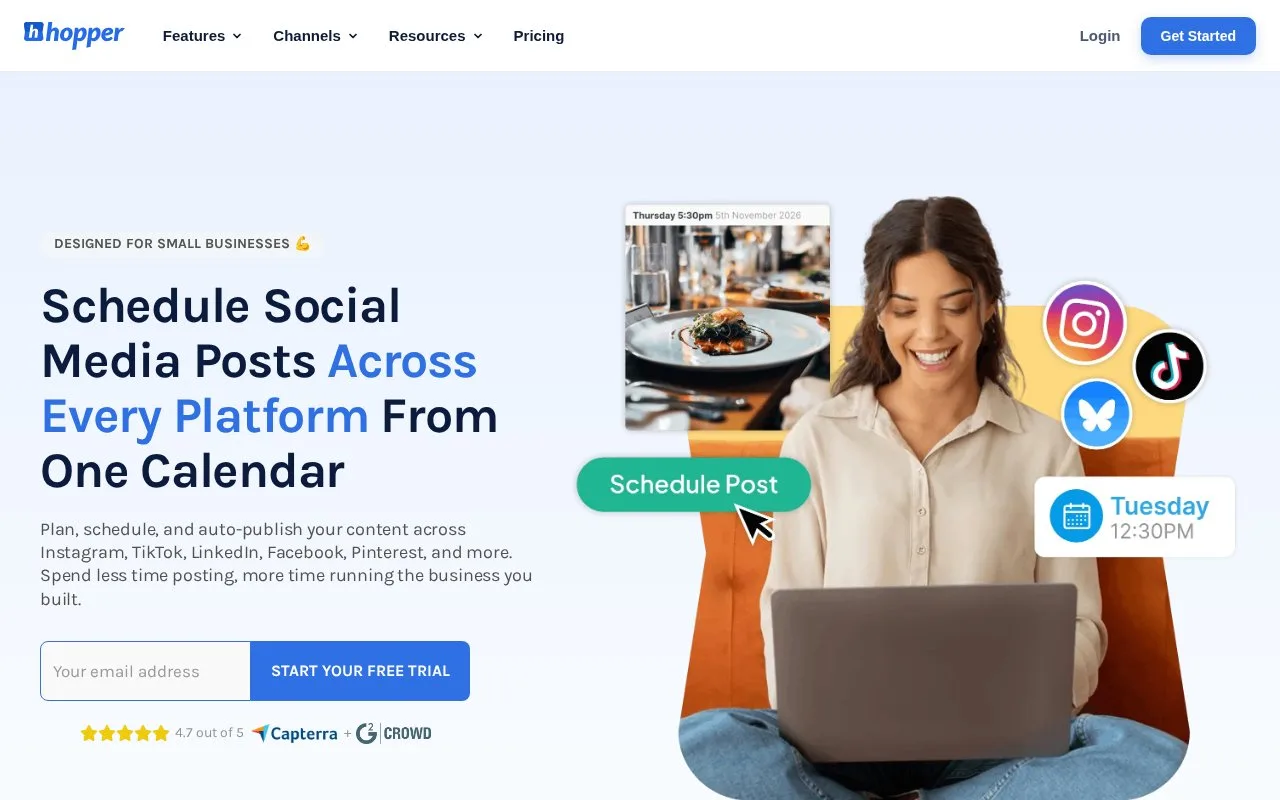 Screenshot of the Hopper HQ homepage