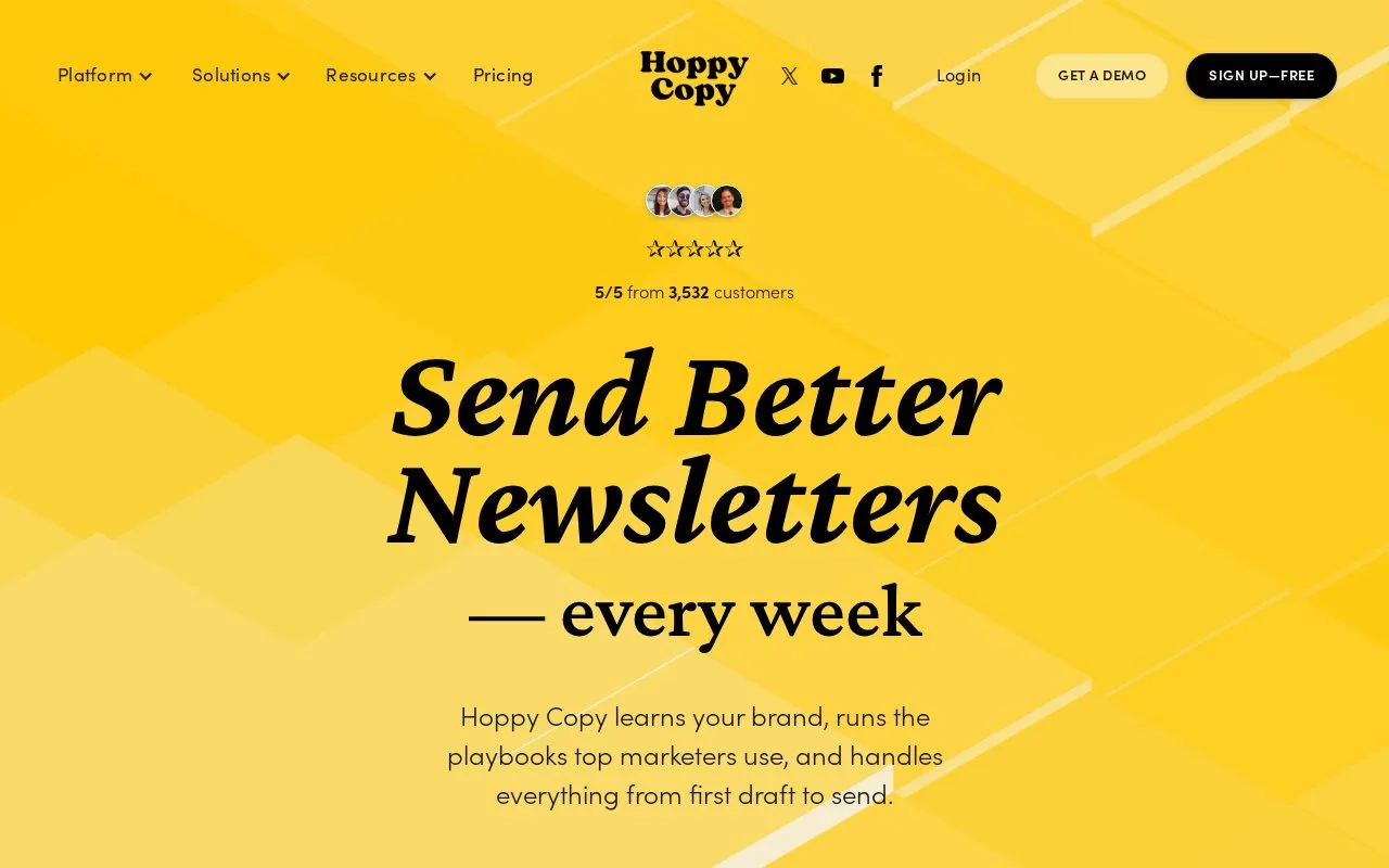 Screenshot of the Hoppy Copy homepage