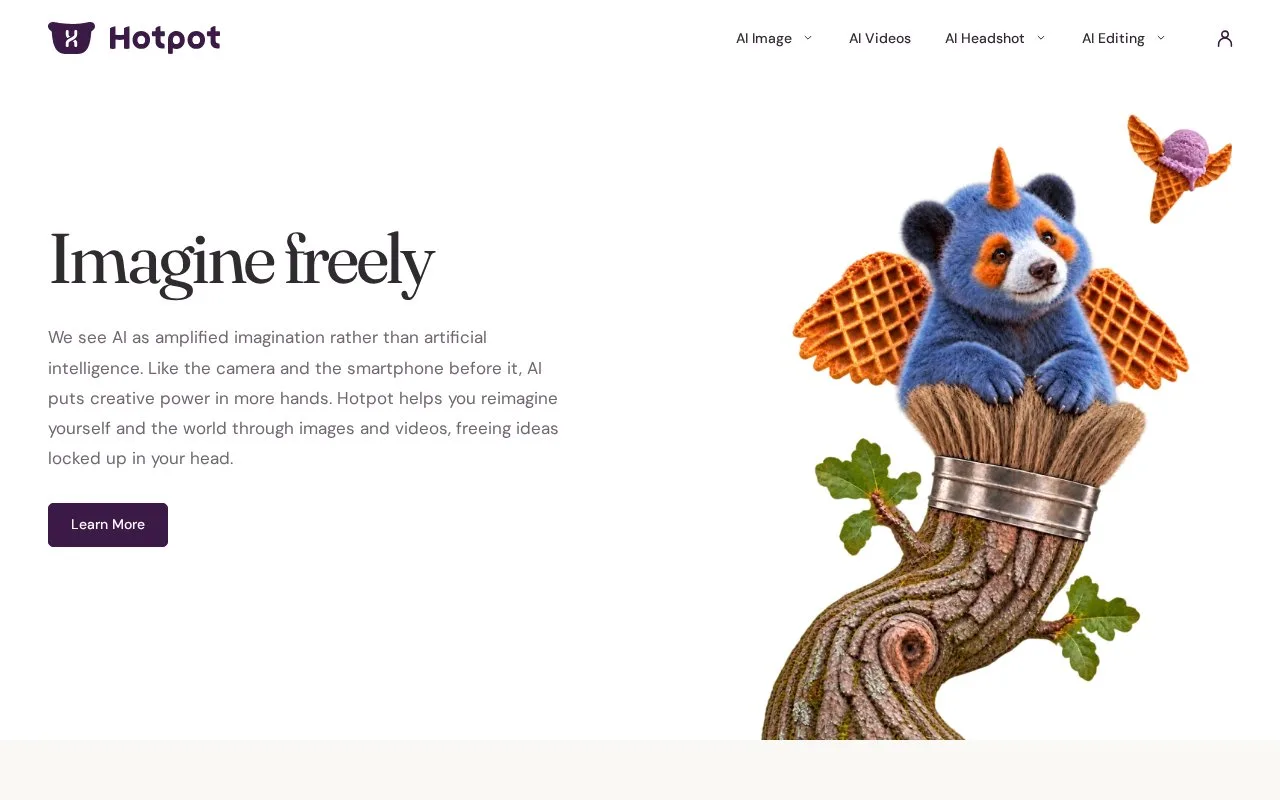 Screenshot of the Hotpot.ai homepage