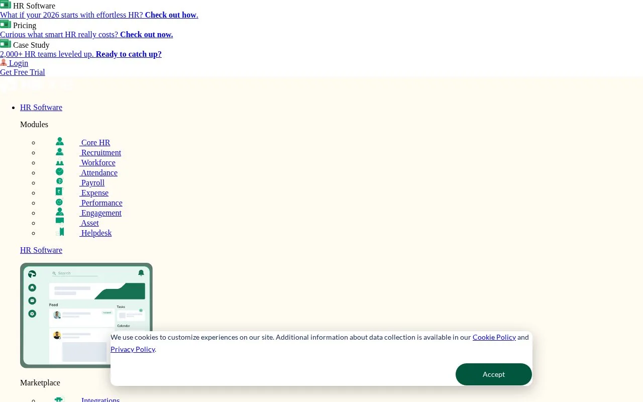Screenshot of the HROne homepage