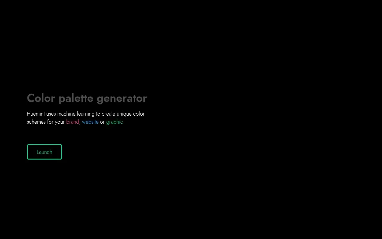 Screenshot of the Huemint homepage