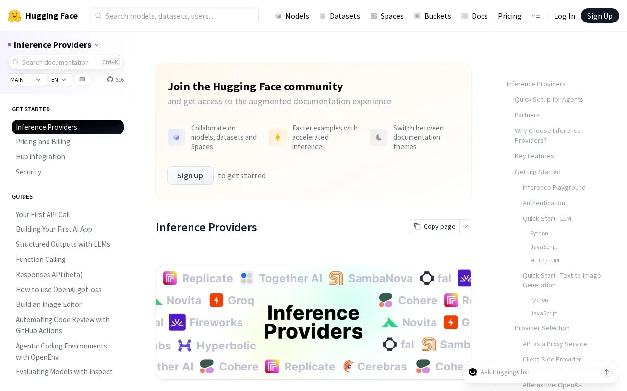 Screenshot of the Hugging Face Inference Providers homepage