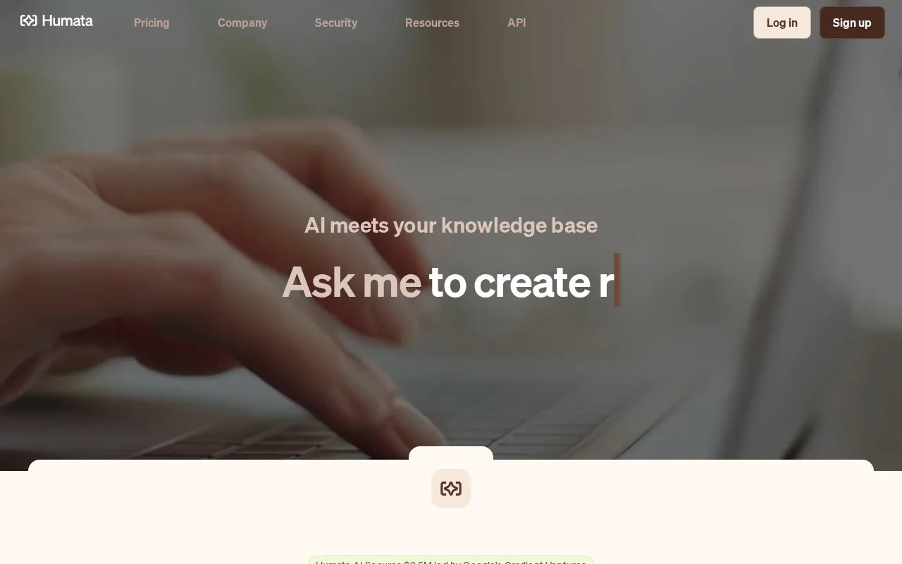 Screenshot of the Humata homepage
