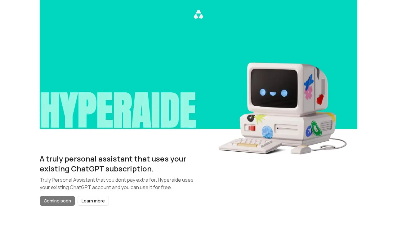 Screenshot of the Hyperaide homepage