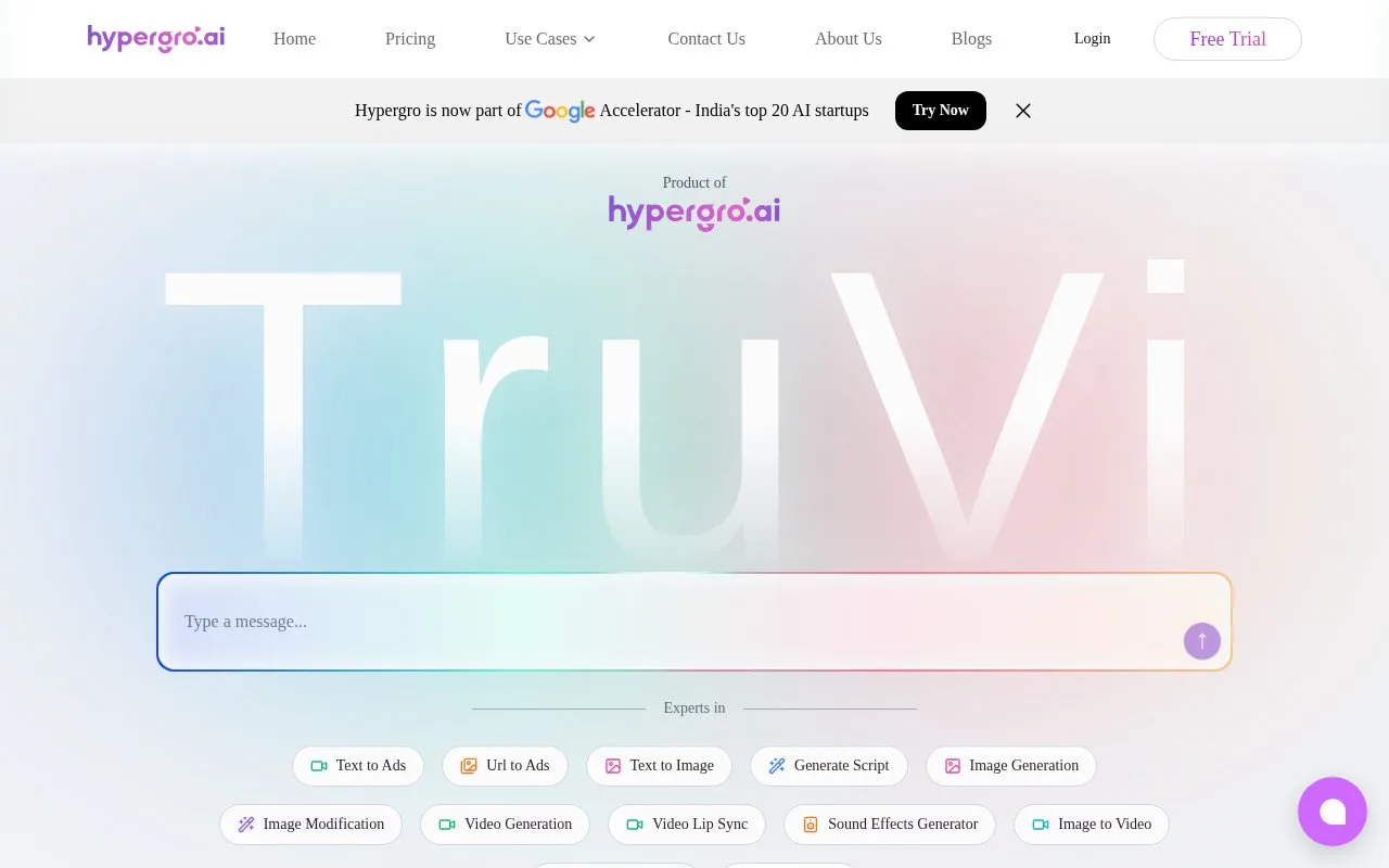 Screenshot of the Hypergro homepage