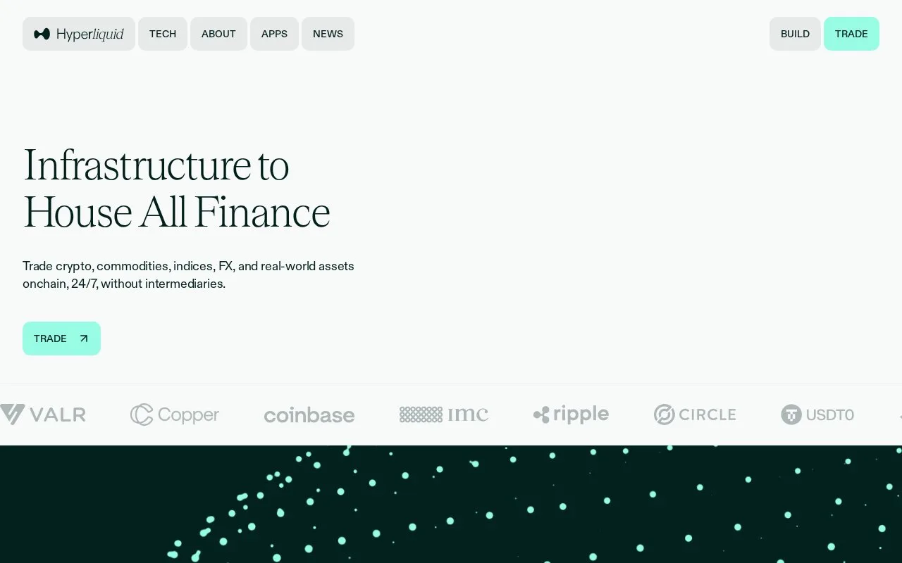 Screenshot of the Hyperliquid homepage