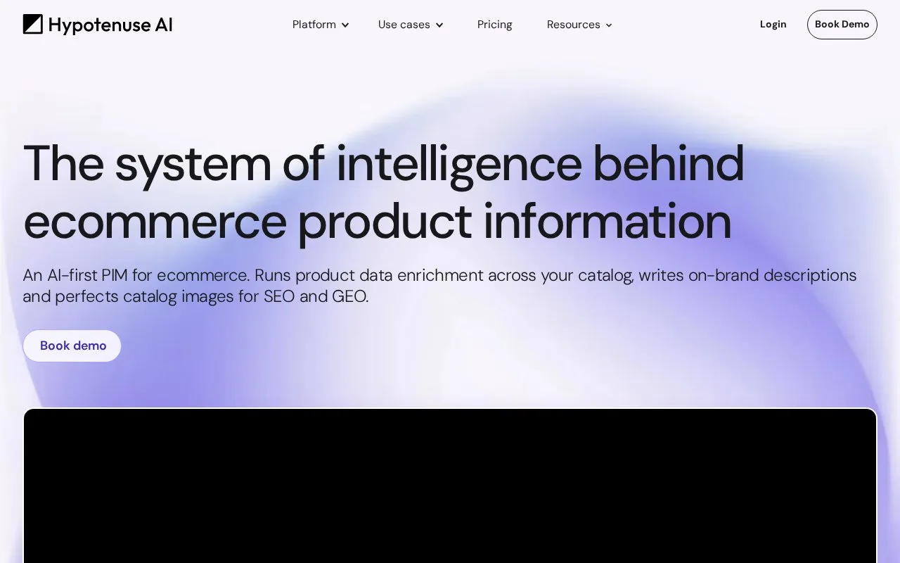 Screenshot of the Hypotenuse AI homepage