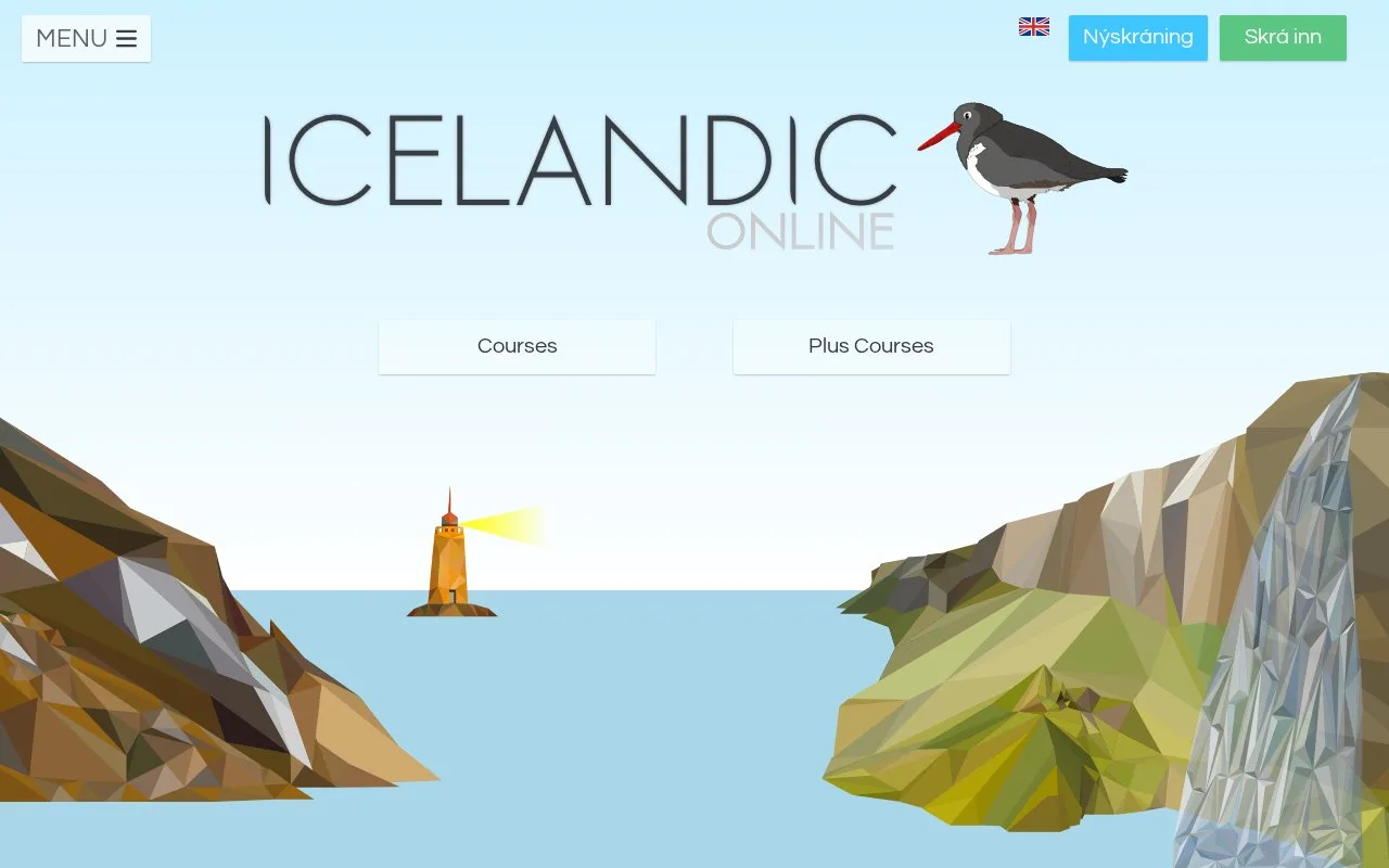 Screenshot of the Icelandic Online homepage
