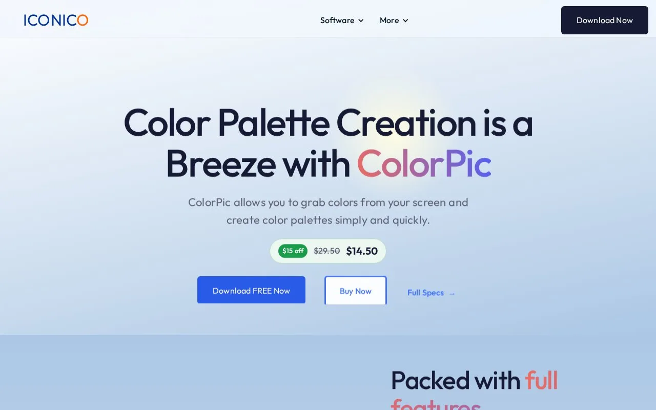 Screenshot of the ColorPic homepage