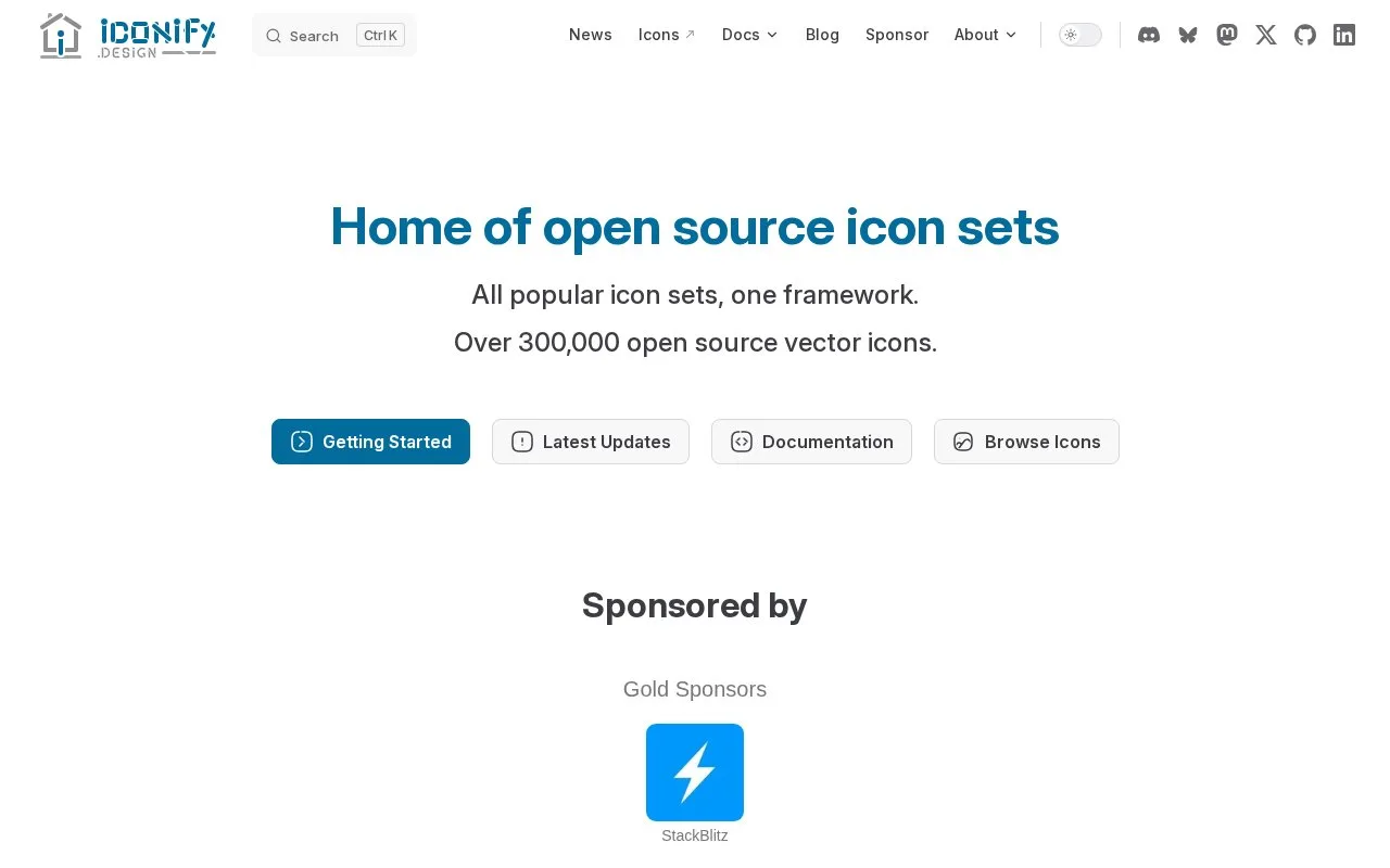 Screenshot of the Iconify homepage