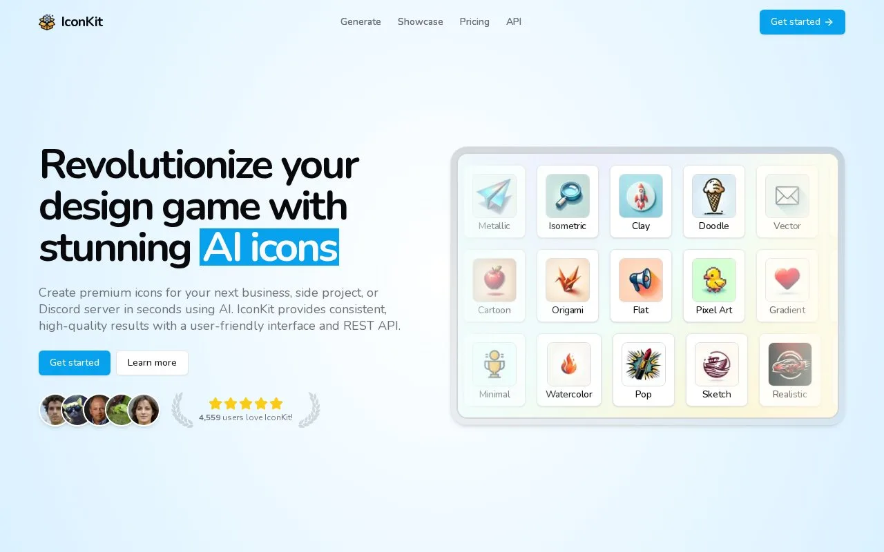 Screenshot of the IconKit homepage