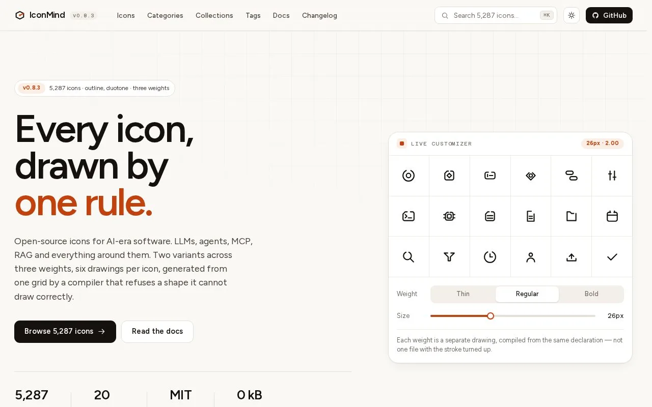 Screenshot of the IconMind homepage