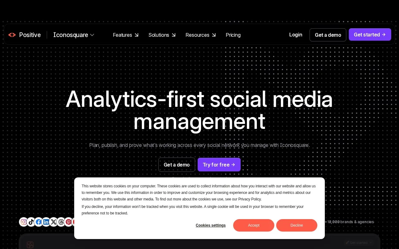 Screenshot of the Iconosquare homepage