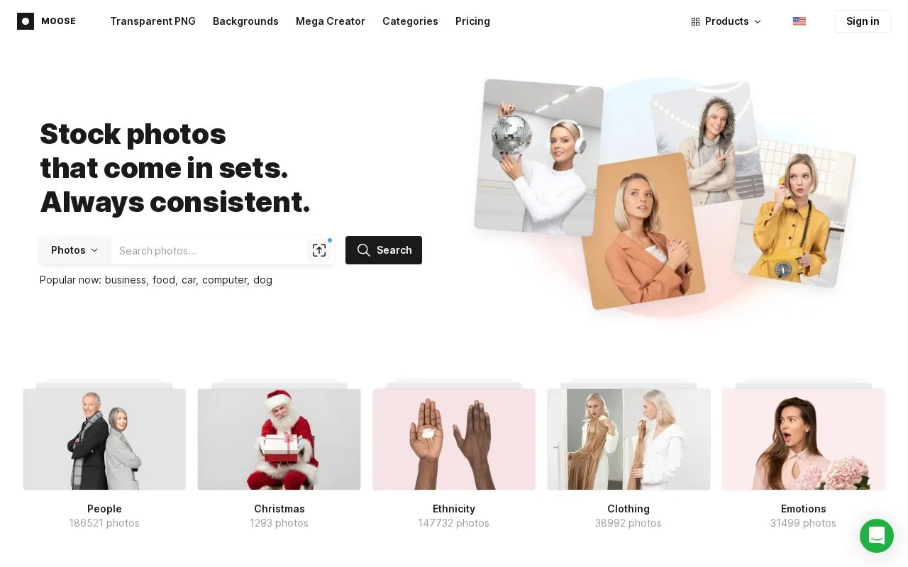 Screenshot of the Moose by Icons8 homepage
