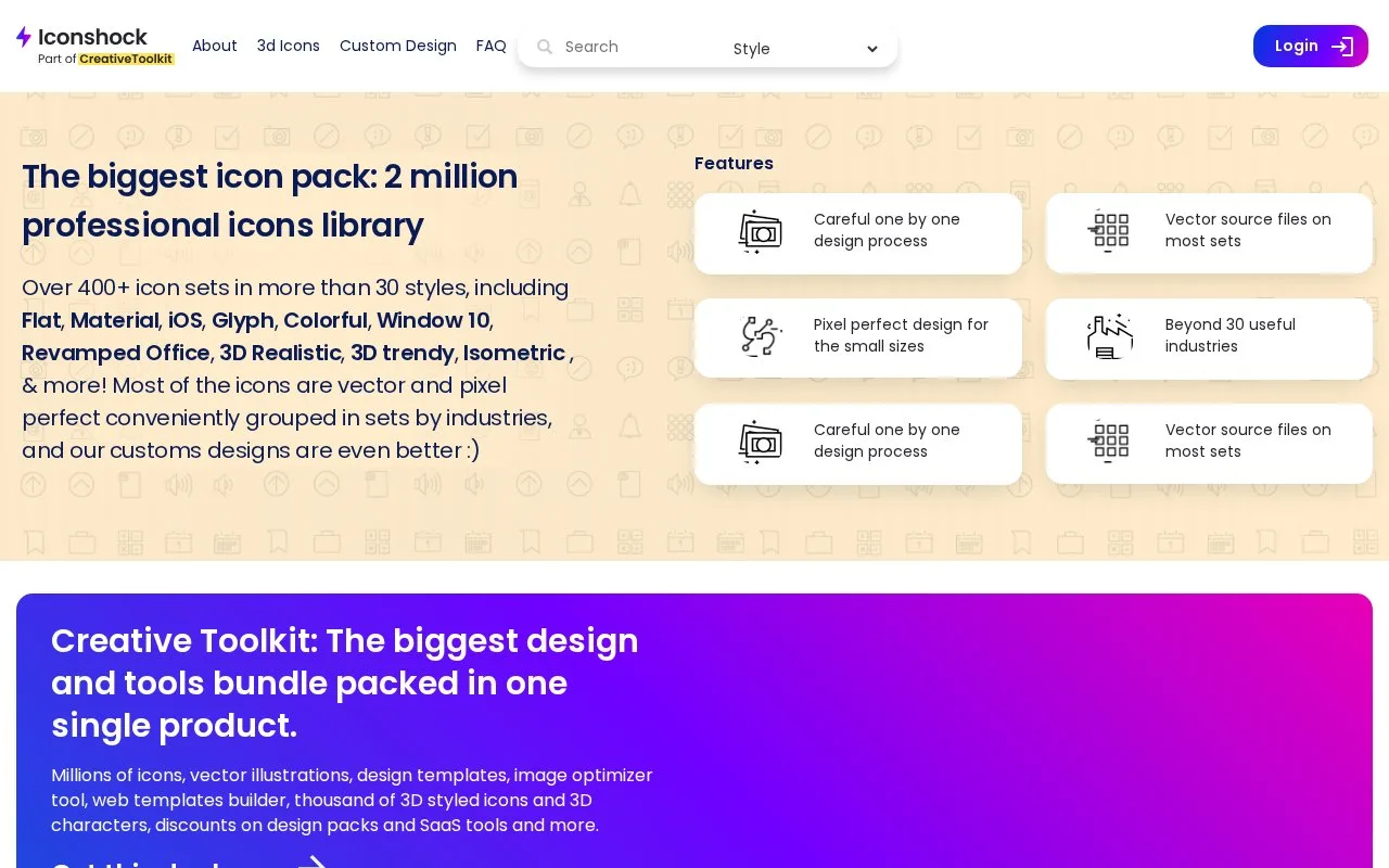Screenshot of the Iconshock homepage