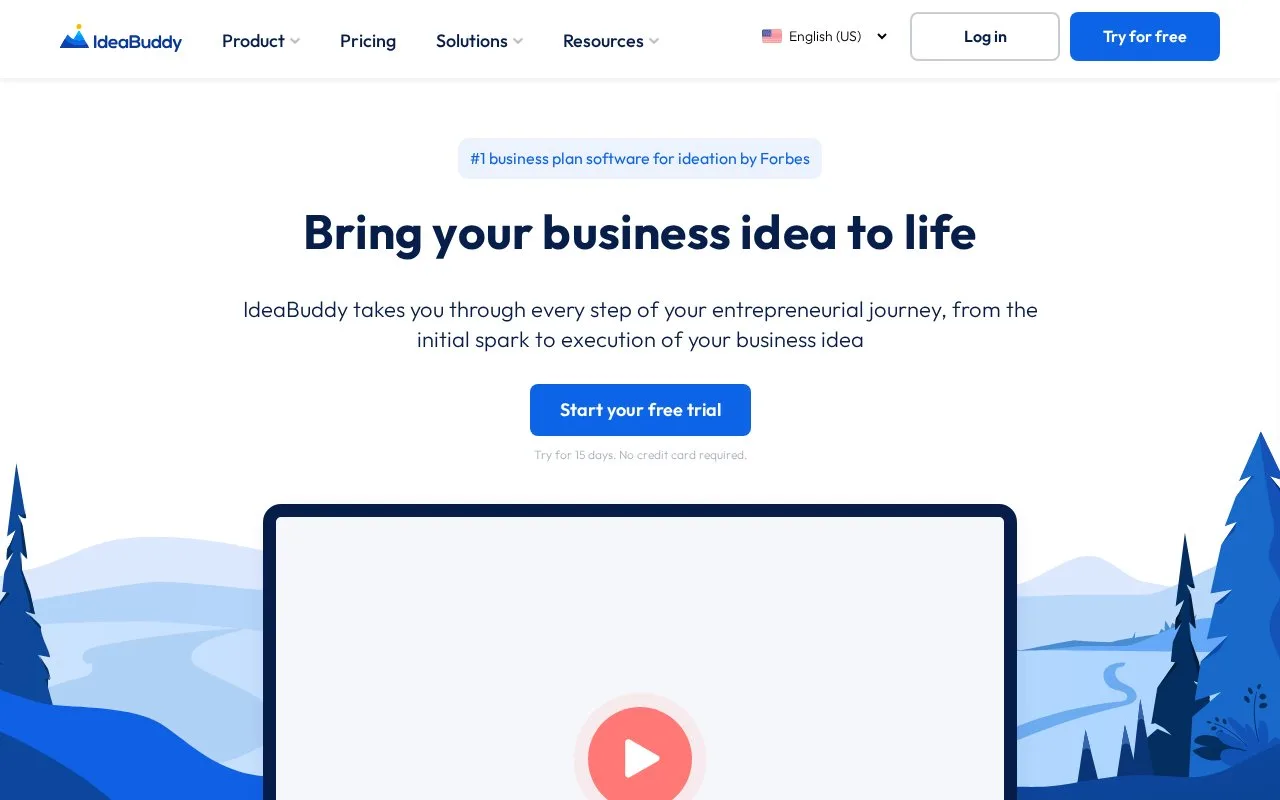 Screenshot of the IdeaBuddy homepage