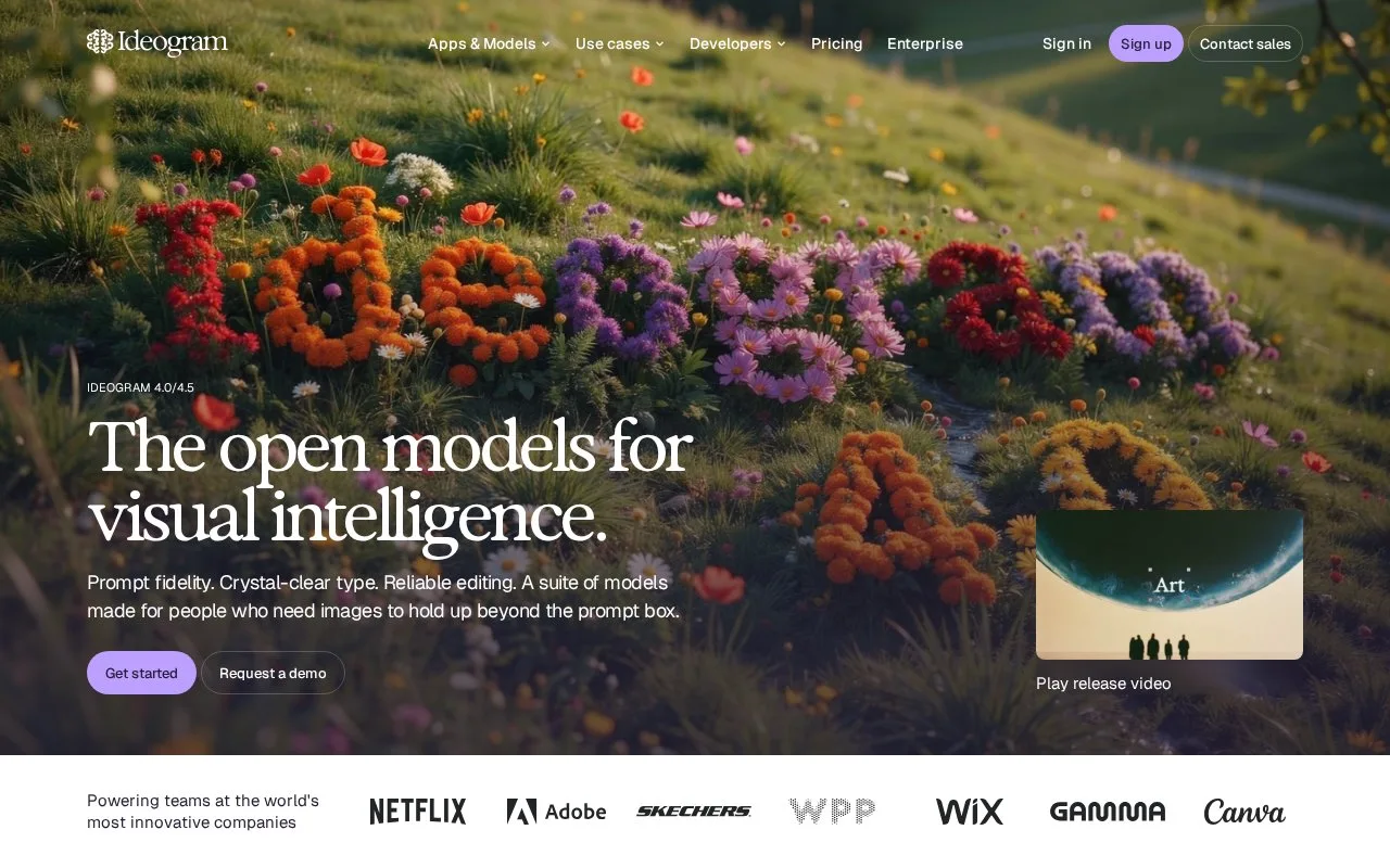Screenshot of the Ideogram homepage