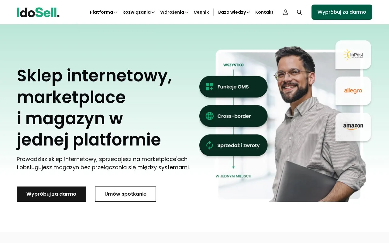 Screenshot of the IdoSell homepage