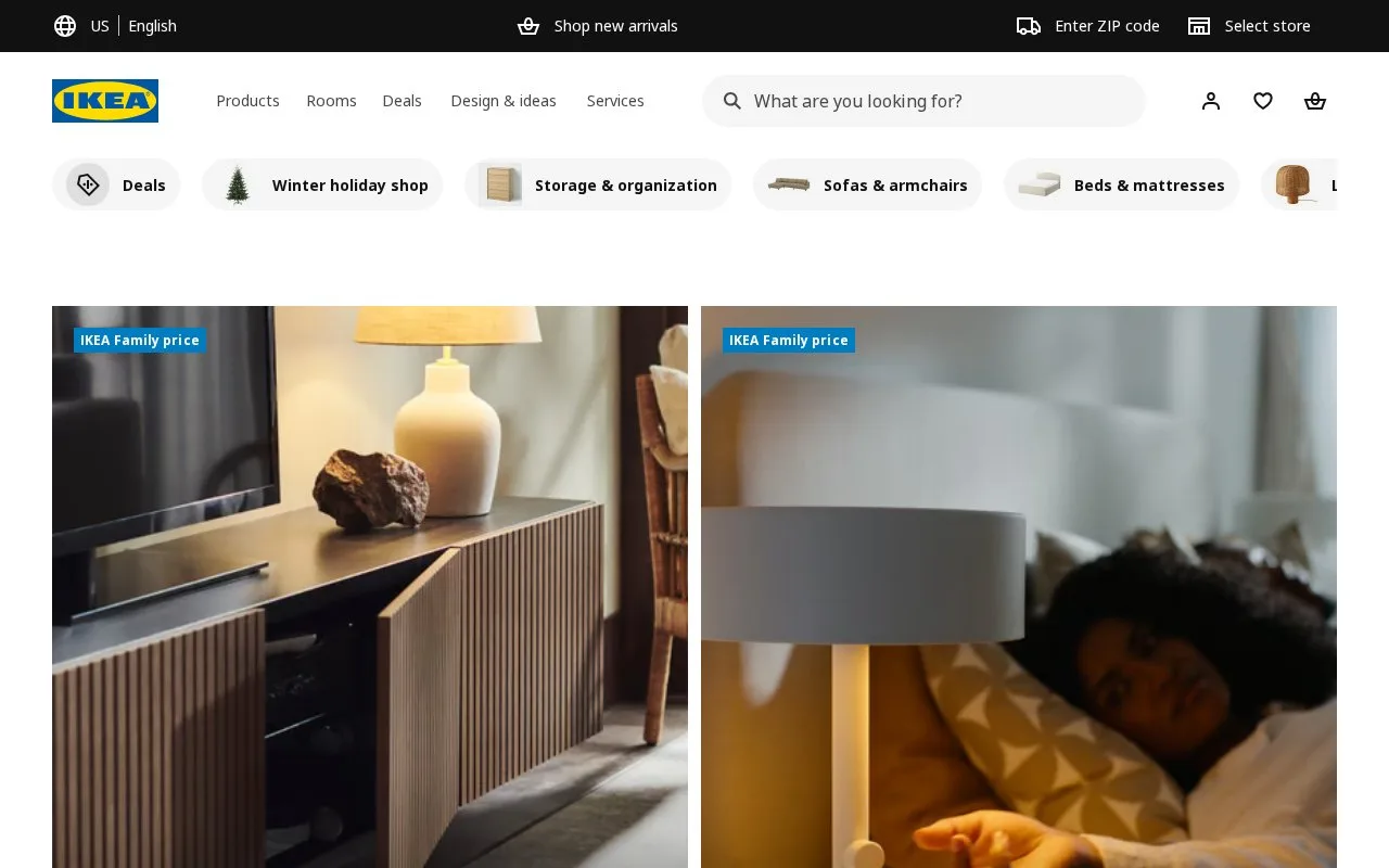 Screenshot of the IKEA homepage