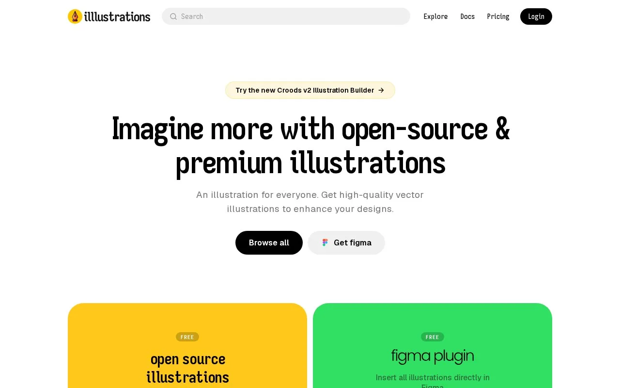 Screenshot of the illlustrations homepage