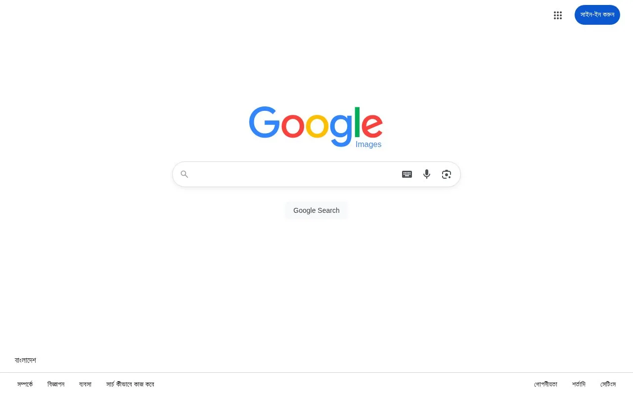 Screenshot of the Google Images homepage