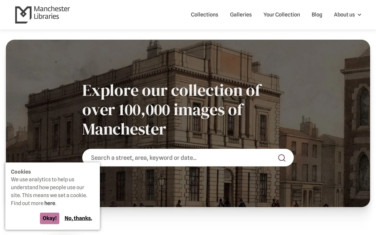 Screenshot of the Manchester Images homepage