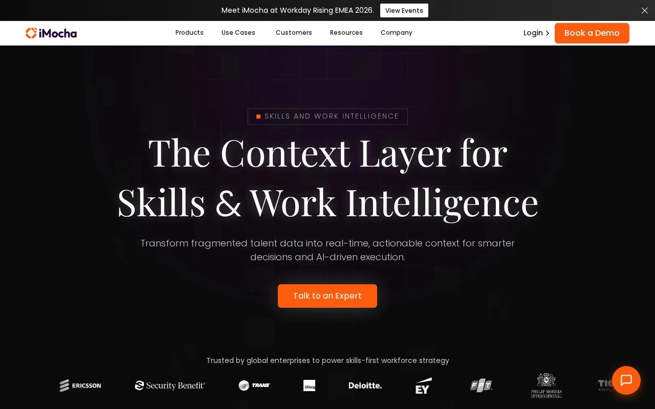 Screenshot of the iMocha homepage