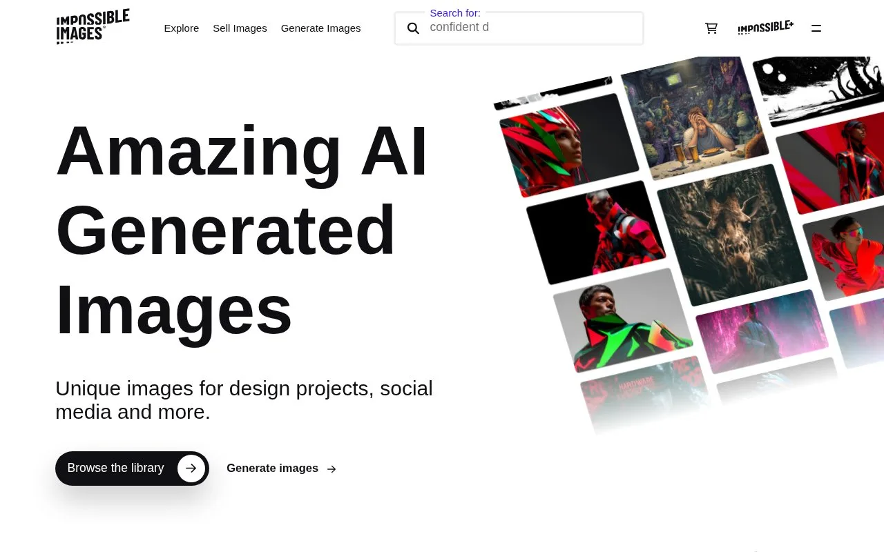 Screenshot of the Impossible Images homepage