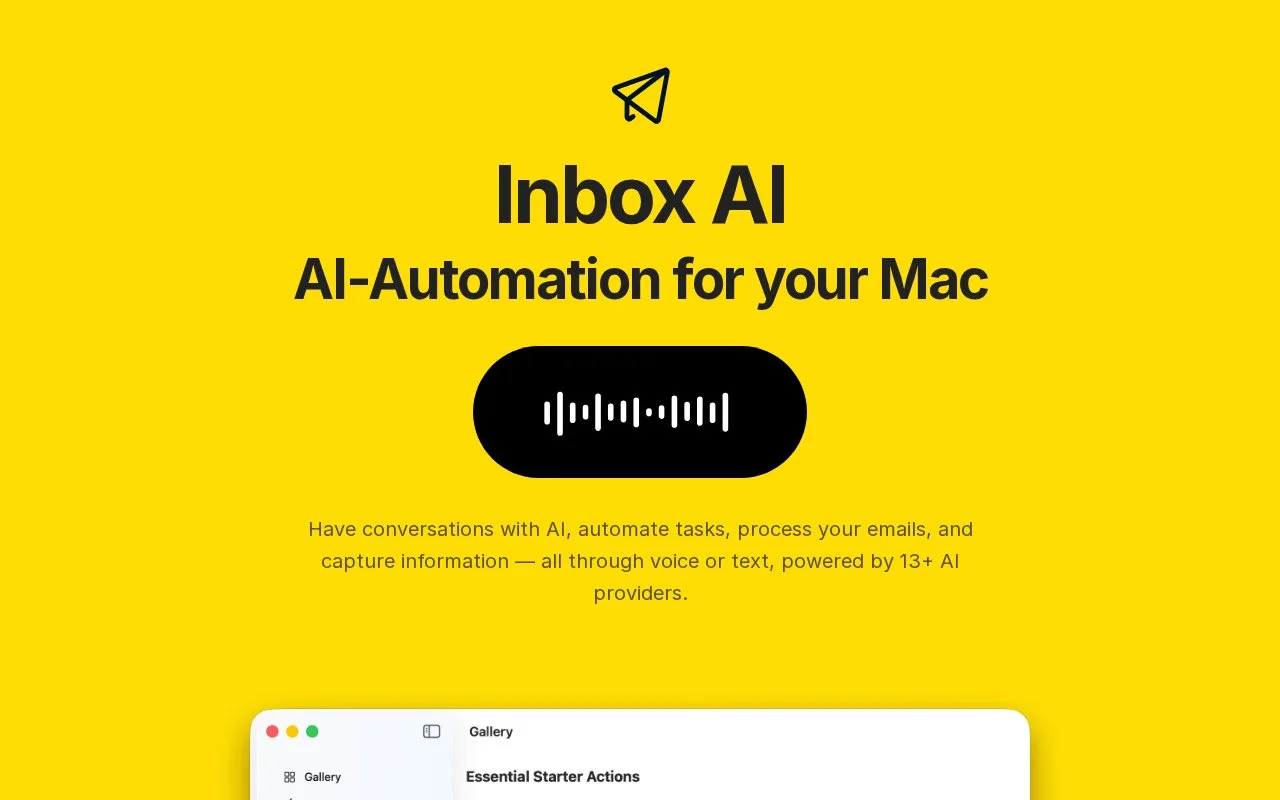 Screenshot of the Inbox AI homepage