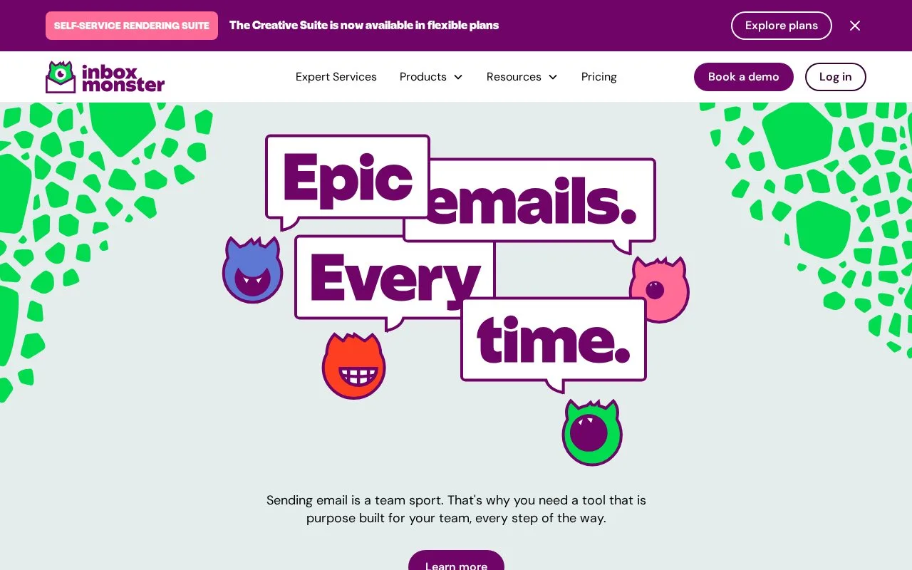 Screenshot of the Inbox Monster homepage