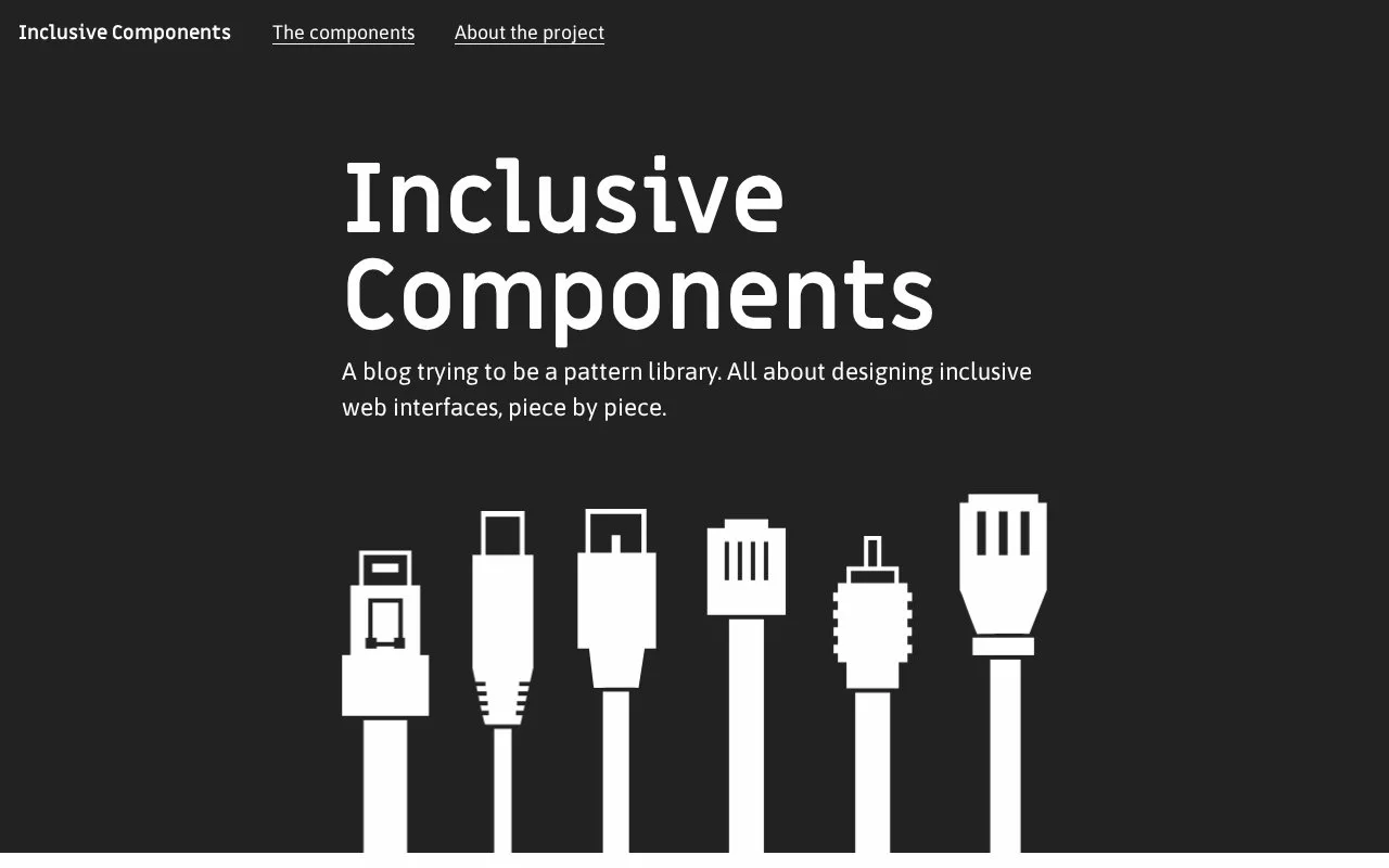 Screenshot of the Inclusive Components homepage