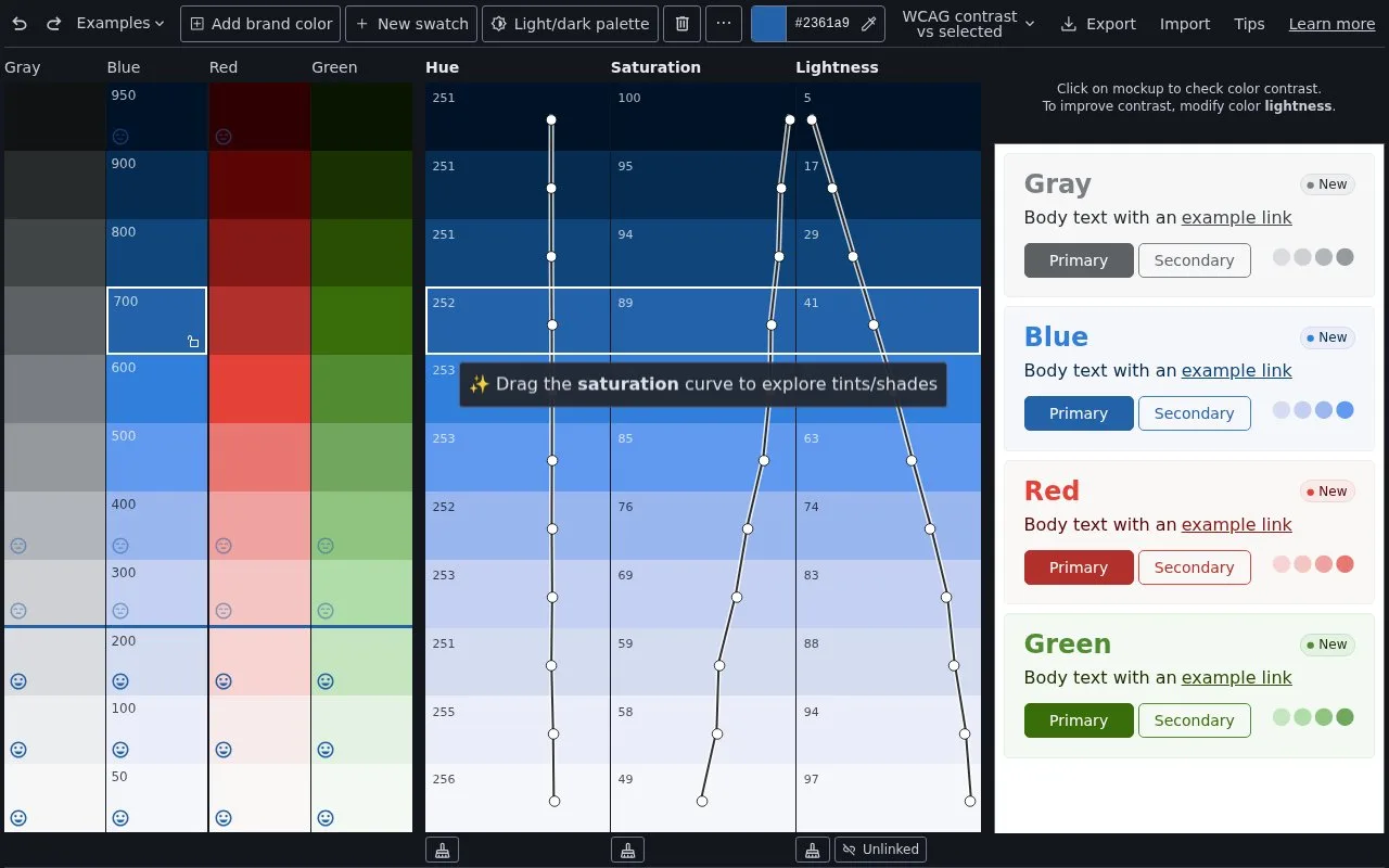 Screenshot of the InclusiveColors homepage