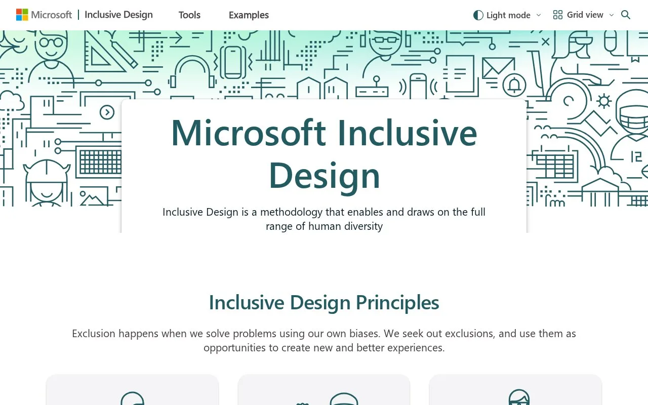 Screenshot of the Microsoft Inclusive Design homepage