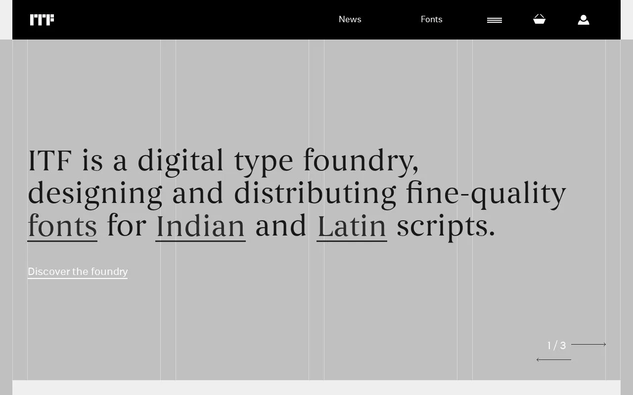 Screenshot of the Indian Type Foundry homepage