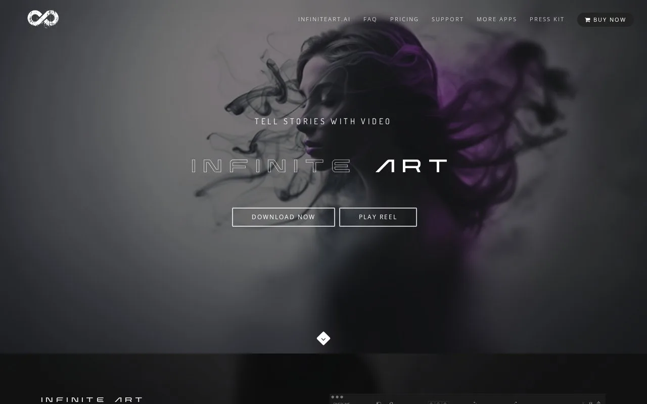Screenshot of the Infinite Art homepage